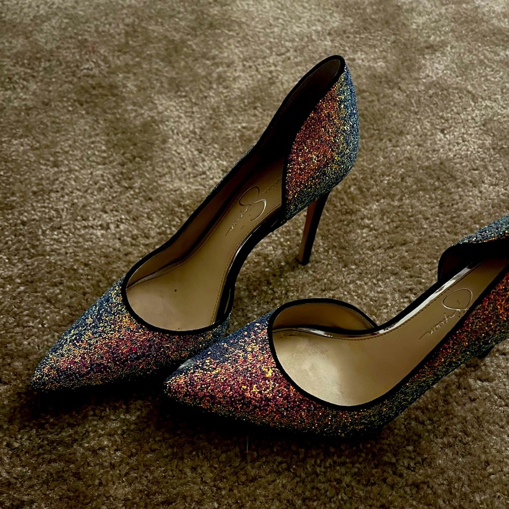 Jessica Simpson multi crystal shoes